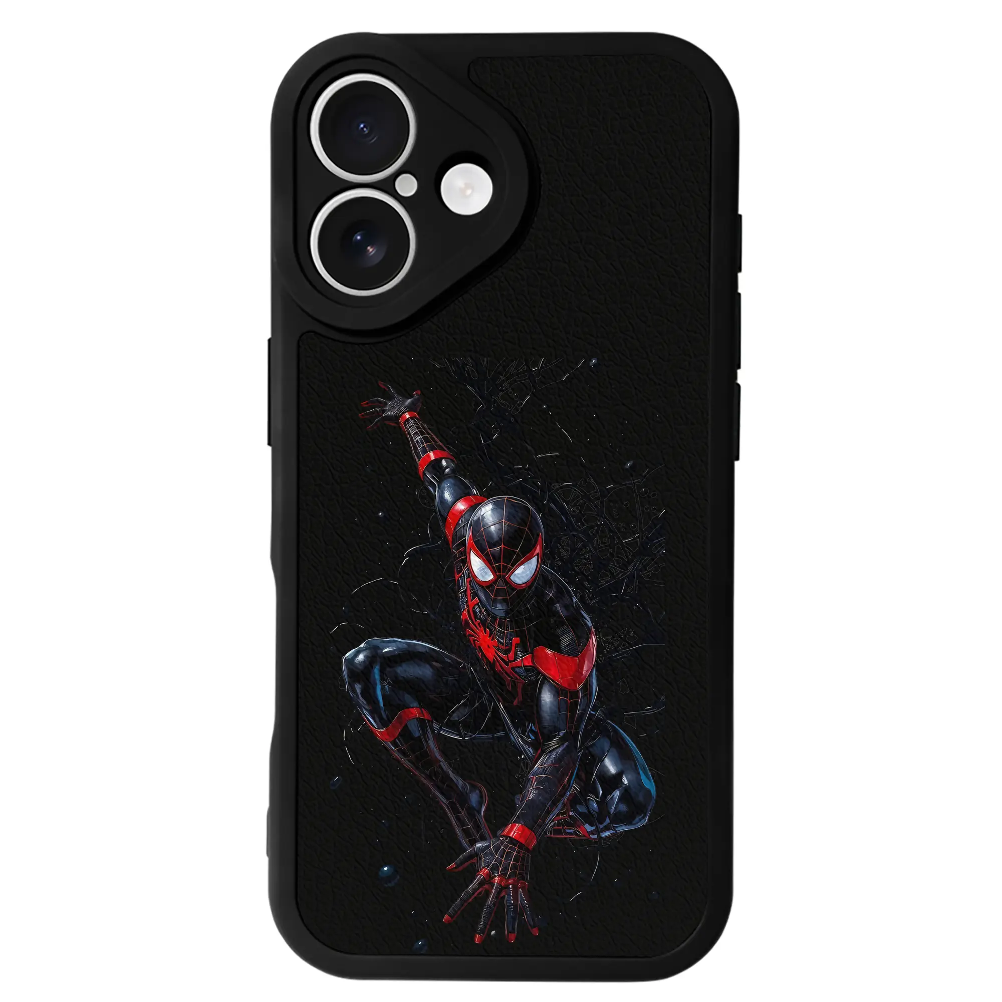 アベンジャーズ (Avenjāzu) グッズ スパイダーマン（Spider-Man） - IPhone 16シリーズ対応 ・ シリコンスマホケース ・ レザー調 ・ 高精度フィット ・ 耐衝撃 ・ ワイヤレス充電対応 ・ 精密カット